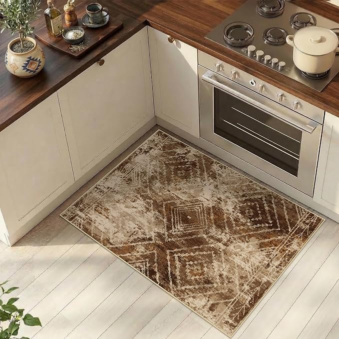 BESTSWEETIE Area Rug 2x3 Rug Machine Washable Non-Slip Low Pile Print Pattern Western Rug for Living Room Bedroom Entryway Tribal Series-Abstract/Cowhide