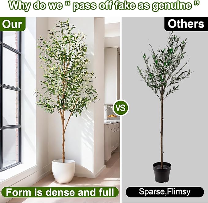 Tall Fake Olives Trees Large Artificial Olive Tree Indoor Outdoor Realistic Floor Plant Faux Flowers Plants for House Home Living Room Bedroom Office Front Porch Modern Farmhouse Boho Decor