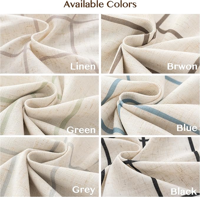 THREE GIRLS Pinch Pleated Plaid Curtains Blackout Linen Gingham BrownCurtains for Living Room,Bedroom Checkered 108 Inches Long Double Layer 2 Panels Set Luxury and Modern Printed Design Darkening