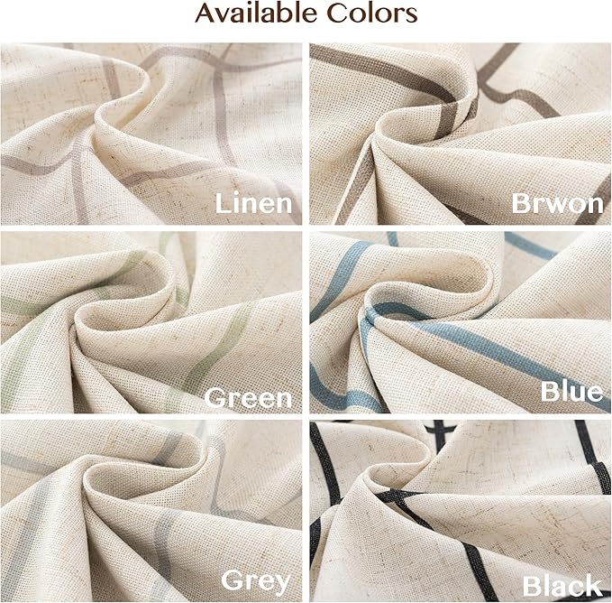 THREE GIRLS Pinch Pleated Plaid Curtains Blackout Linen Gingham Green Curtains for Living Room,Bedroom Checkered 92 Inches Long Double Layer 2 Panels Set Luxury and Modern Printed Design Darkening