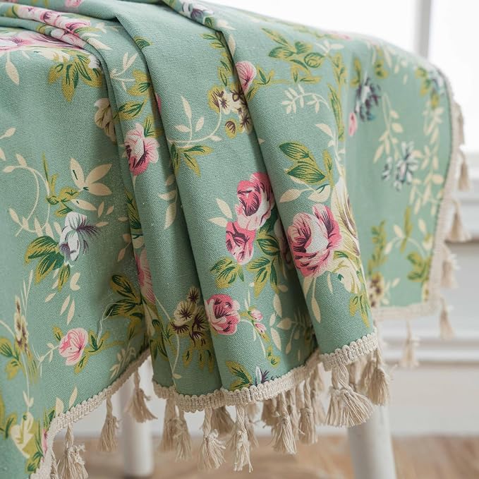 OYX Floral 96 Inch Curtains for Living Room Green Drapes Bedroom Semi Sheer Rod Pocket Long Window Curtains 2 Panel Sets Boho Farmhouse Vintage Light Filtering Window Treatments