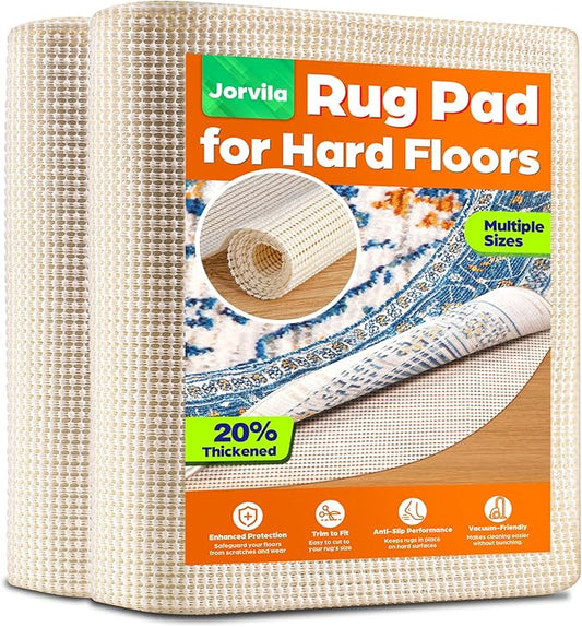 Jorvila Non-Slip Rug Pad Gripper Round 8 Feet, Anti Skid Mat for Under Area Rugs, Keeps Rugs in Position and Safe, Thick Cushioned Carpet Pad for Hardwood Floors Protection