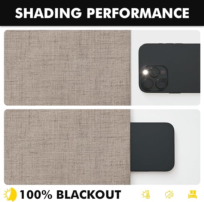 MIULEE 100% Blackout Linen Curtains for Bedroom, Solid Luxury Decor Thermal Insulation Room Darkening Drapes for Living Room Back Tab Rod Pocket 42 x 72 Inches, 2 Panels, Linen