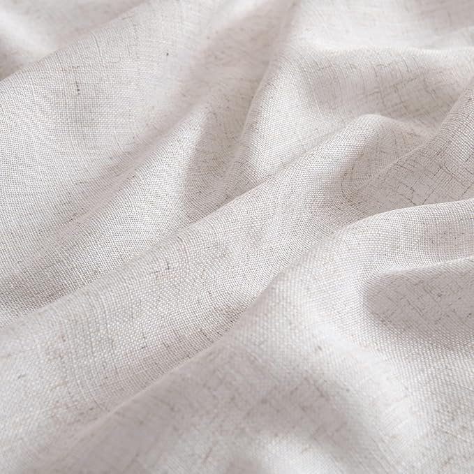 MIULEE White Linen Curtains 72 Inch Length 2 Panels for Bedroom Living Room, Soft Thick Linen Textured Natural Window Drapes Semi Sheer Light Filtering Back Tab Rod Pocket Burlap Look Decor, W37xL72
