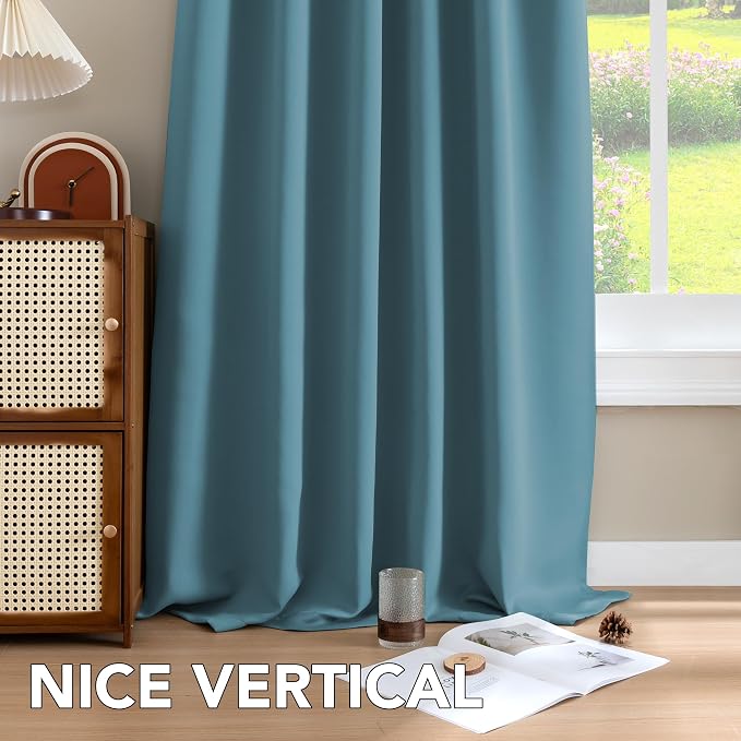 H.VERSAILTEX Blackout Curtains Thermal Insulated Window Treatment Panels Room Darkening Blackout Drapes for Living Room Back Tab/Rod Pocket Bedroom Draperies (2 Panels, Storm Blue, 52 x 84 Inch)
