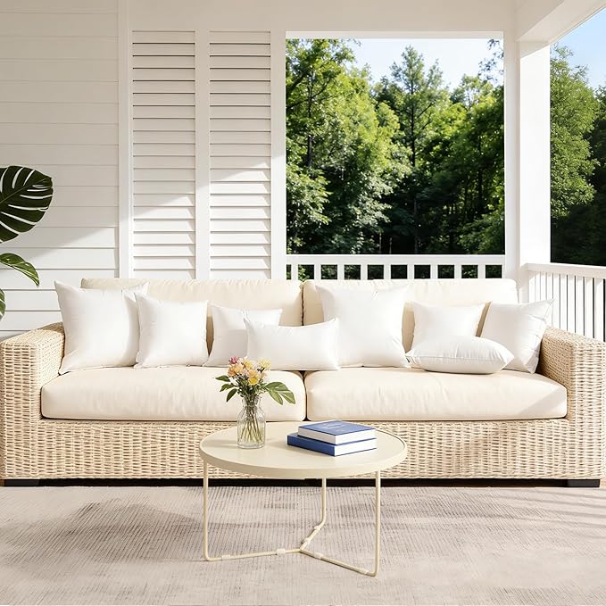 Oubonun 16 x 24 Outdoor Pillow Inserts (Pack of 2) - Square Waterproof Throw Pillow - Decorative Throw Pillows Insert for Couch Sofa Bed Patio Furniture - White Pillows