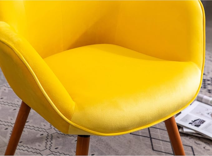 Roundhill Furniture AC155YL Doarnin Silky Velvet Tufted Button Accent Chair, Yellow 30D x 41.5W x 26.8H in