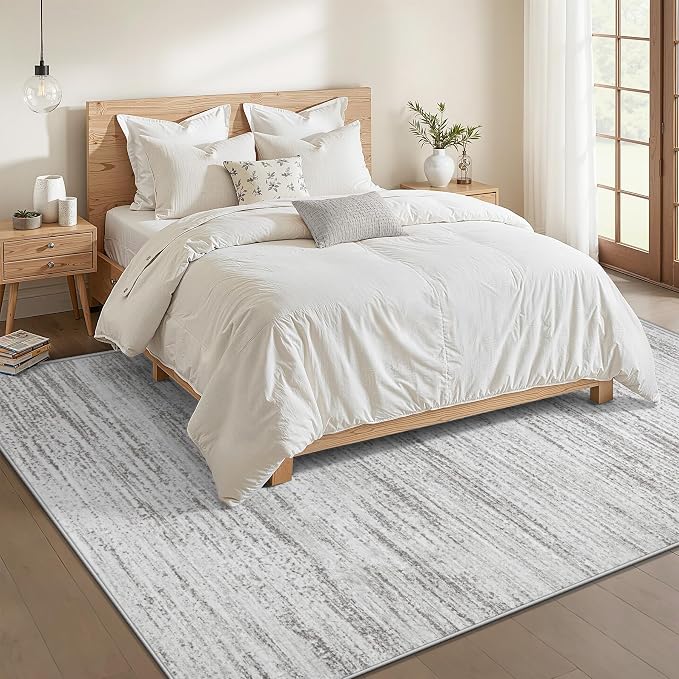 Area Rug 5x7 Living Room Rugs: Washable Modern Rug Non-Slip Soft Rugs Stain Resistant Printed Rug Indoor Carpet for Bedroom Kitchen Dining Room Nursery Home(Grey, 5'x7')