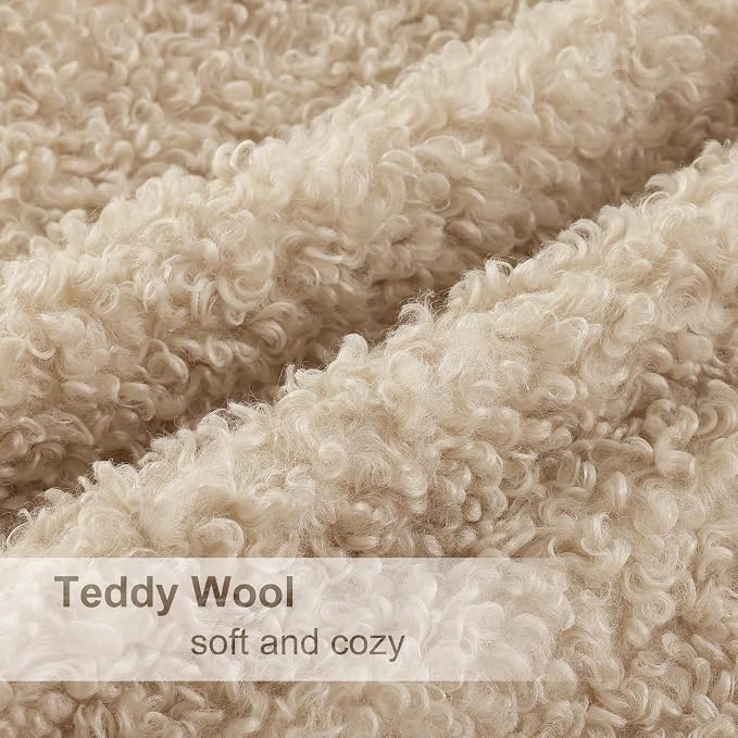 decorUhome Pack of 2 Throw Pillow Covers 20x20 Inch, Faux Fur Decorative Sherpa Pillow Covers Fuzzy Accent Soft Sheepskin Fleece Pillow Cases for Couch Living Room Bed, Neutral Oatmeal