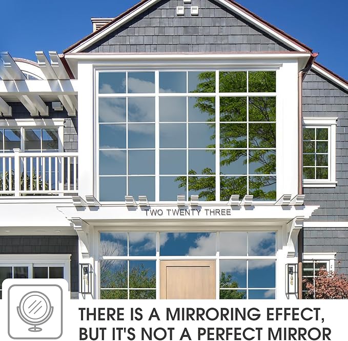 Viseeko Window Tint for Home Window Privacy Film See Out Not in Reflective One Way Window Film UV Sun Heat Blocking Window Film Static Cling for Home Office (Silver, 17.5 X 78.7 in)