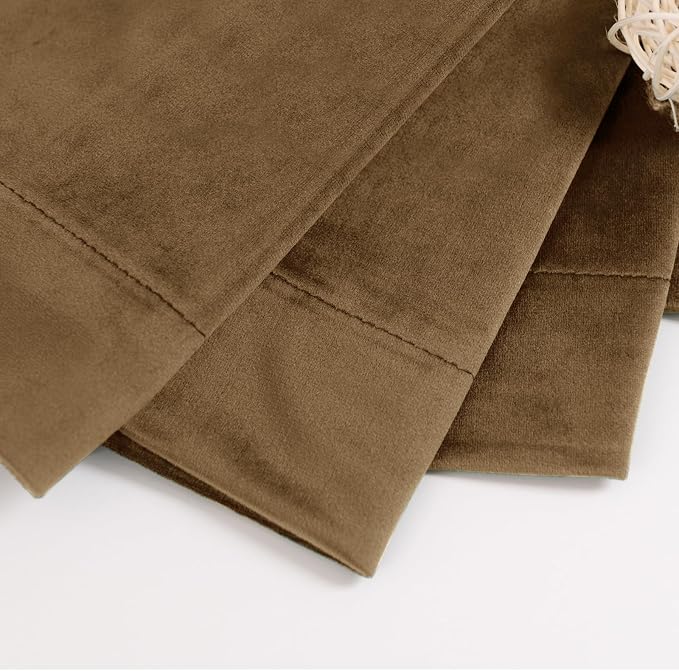 BGment Bronze Brown Velvet Curtains for Bedroom, Thick Thermal Insulated Room Darkening Curtains Noise Reduce Back Tab and Rod Pocket Window Panels for Living Room, Set of 2 Panels, 52 x 96 Inch