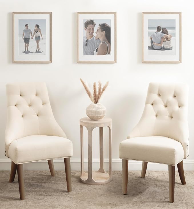 Kate and Laurel Adlynn Rectangle Picture Frame Set of 3; 14 x 18 matted to 11 x 14; Natural; Transitional Three-Piece Frame Set for Gallery Wall Frame Set in Living Room Wall Decor