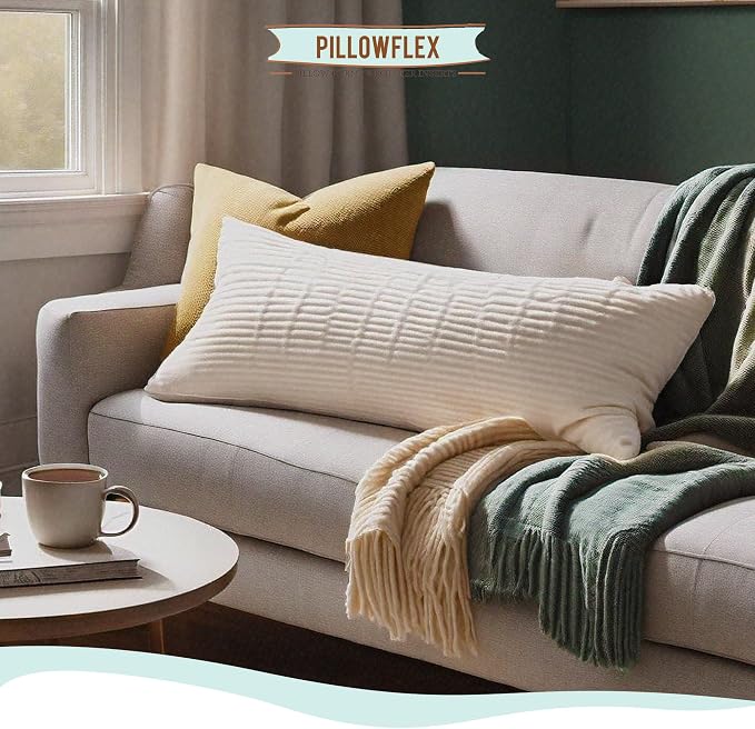 Pillowflex Synthetic Down Pillow Insert - 16x22 Down Alternative Pillow, Ultra Soft, Large Rectangle, Lumbar, Back, Neck, Sleeping Pillow - 1 Decorative Pillow Form