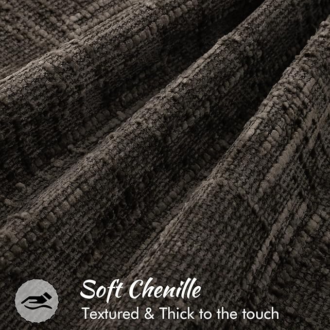 decorUhome Chenille Throw Pillow Covers 18x18 Set of 2, Thick Textured Slubby Neutral Decorative Pillow Covers with Elegant Design for Couch, Sofa, Living Room, Chocolate