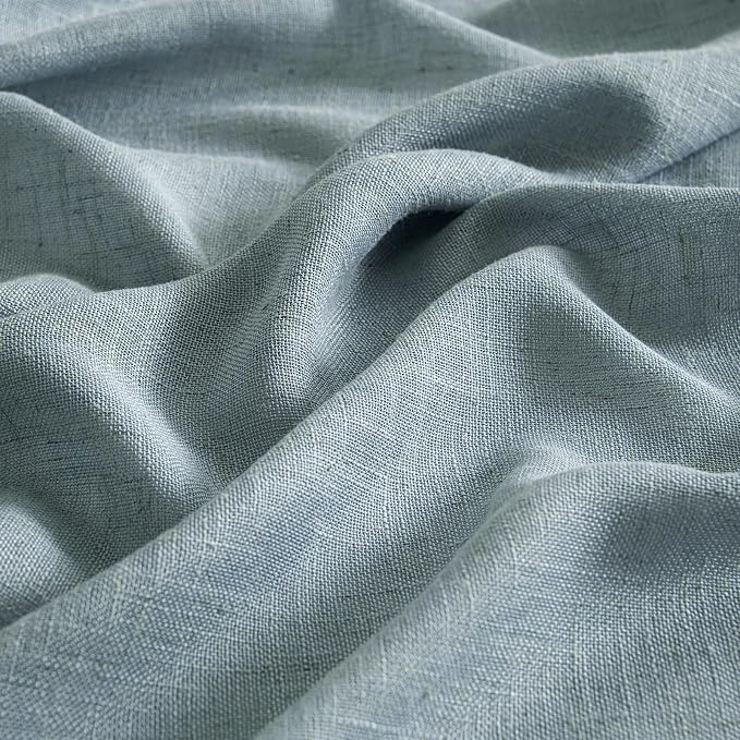MIULEE Dusty Blue Linen Curtains 90 Inch Long 2 Panels for Bedroom Living Room, Soft Thick Linen Textured Window Drapes Semi Sheer Light Filtering Rod Pocket Back Tab Light Blue Burlap Look Decor