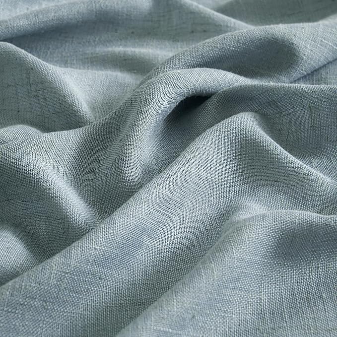 MIULEE Dusty Blue Linen Curtains 63 Inch Long 2 Panels for Bedroom Living Room, Soft Thick Linen Textured Window Drapes Semi Sheer Light Filtering Back Tab Rod Pocket Burlap Look Light Blue Decor