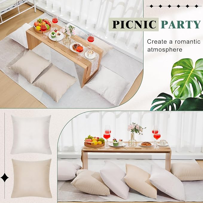 Berlune 6 Pcs Morandi Picnic Velvet Throw Pillow Covers 18" x 18" Decorative Cushion Cases Soft Pillowcase Coquette Party Accessories Picnic Couch Sofa Bed Chair Home Decor, No Inserts