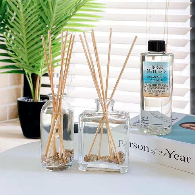 Urban Naturals Reed Diffuser Set, Gardenia Blossoms - Bathroom Shelf Décor | Jasmine, Ylang-Ylang Scent Notes for a Continuous Air Freshener Scent