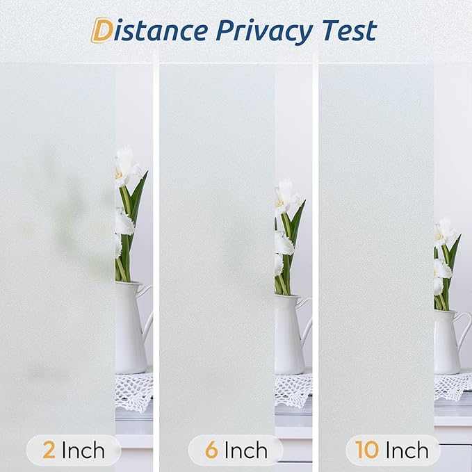 rabbitgoo Window Privacy Film, Frosted Glass Window Clings, Static Cling UV Heat Blocking Door Stickers for Home Bathroom, Removable Indoor Decal Coverings Day and Night, Pure, 29.5 x 157 Inches