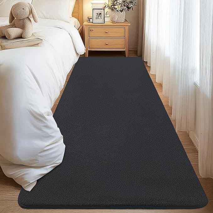 qulint Dark Grey Runners for Hallways 2x6, Modern Washable Kitchen Runner Rug Non Slip Soft Thickened Memory-Foam Indoor Besides Rug, Minimalist Solid Carpet for Entrance Laundry Home Decor