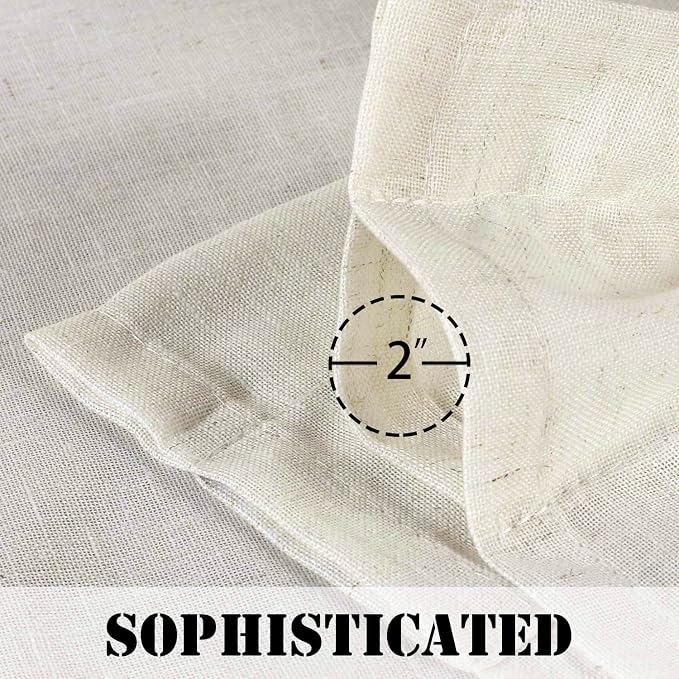 Linen Curtains Elegant Natural Linen Blended Curtains Energy Efficient Light Filtering / Rod Pocket Window Treatments Panels / Drapes for Livingroom (Set of 2, Ivory, 52 inch W X 108 inch L)