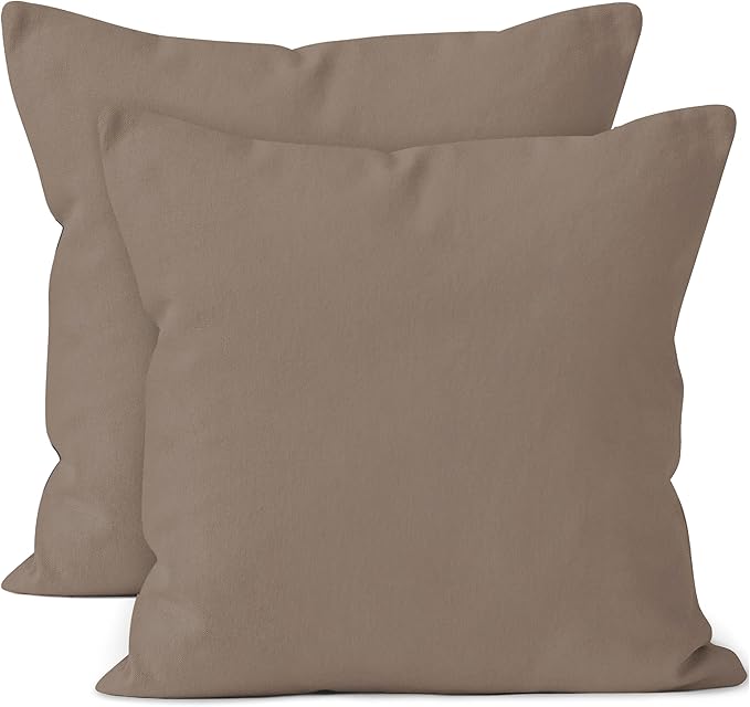 Encasa XO Throw Pillow Covers 12x12 in Set of 2 Beige | No Inserts | Cotton Pillow Covers for Living Room, Bed, Sofa, Couch | Decorative Cushion Covers with Improved Zipper