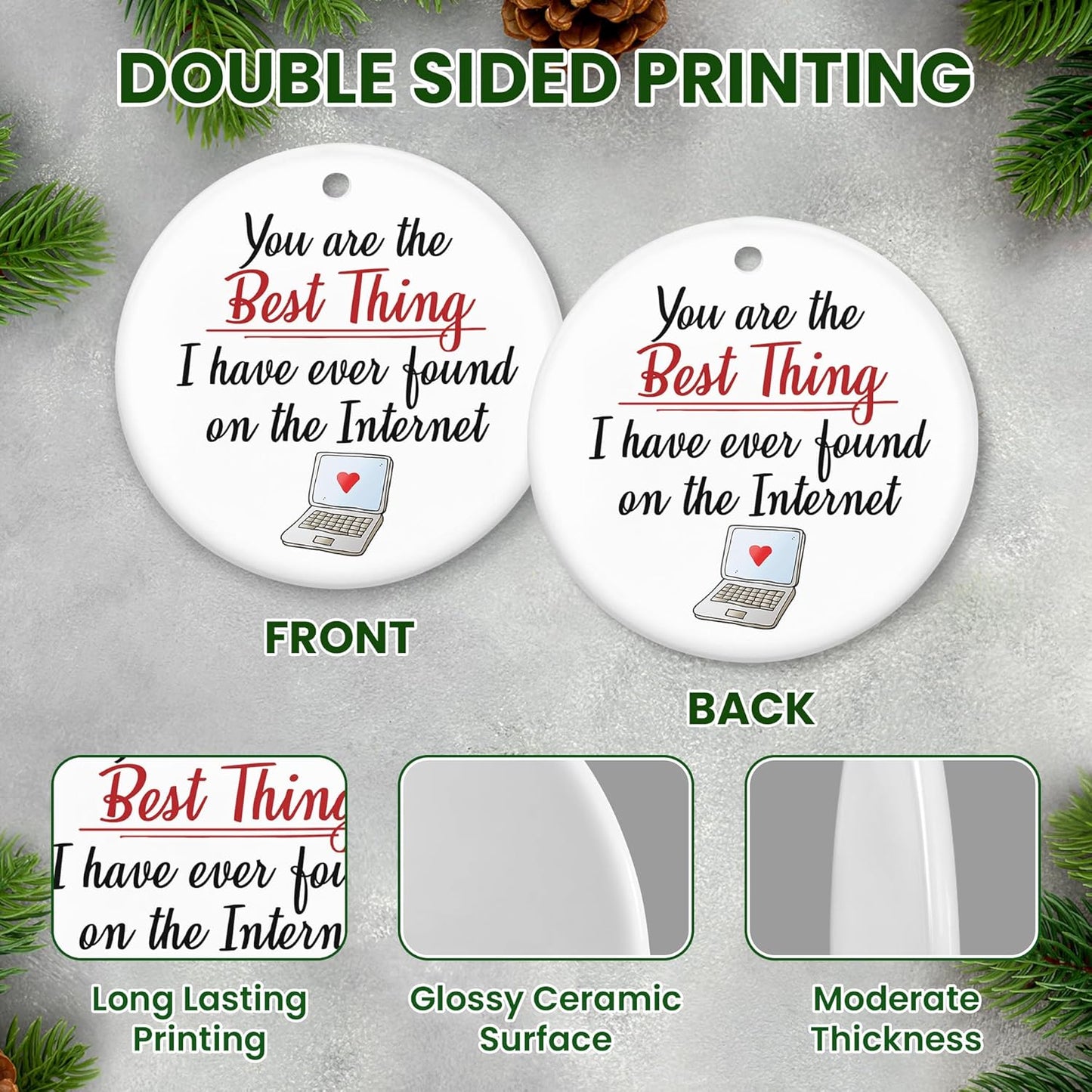 TEEZWONDER Couples Gifts for Him and Her - Ceramic Christmas Ornaments 2025 for Tree Decorations - Christmas Anniversary Birthday Gifts for Women Men, Couple Gift for Girlfriend Boyfriend