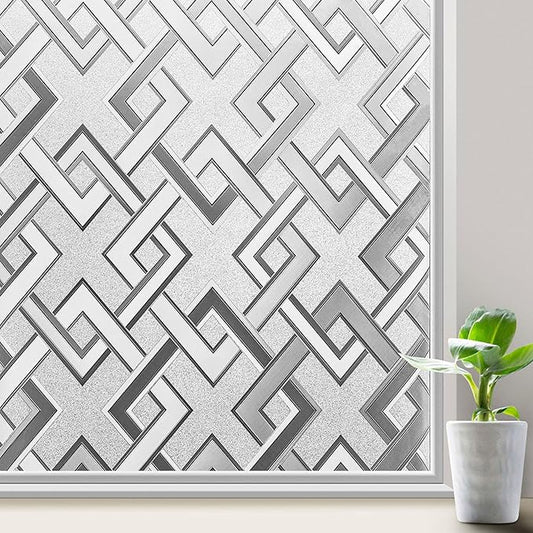 Kromapolis Window Privacy Film Frosted Glass Window Film, Static Cling Door Decorative Film, Opaque Glass Stickers Non-Adhesive UV Blocking Coverings for Bathroom Home Office (11.8 x 78.7 inch)