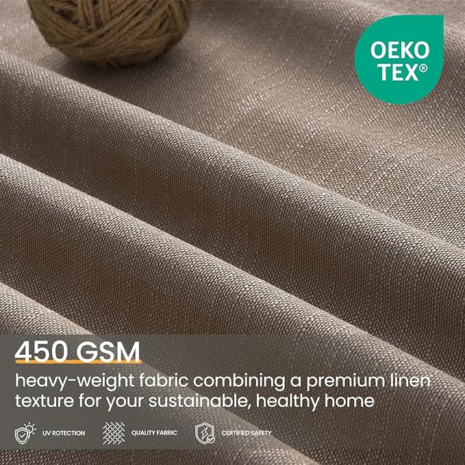 Topfinel 100% Blackout Pinch Pleated Curtains for Track System, Dark Flax Thick Blend Linen Bedroom Curtains, Decorative Elegant Lined Nursery Drapes 2 Panels Cozy Rustic Boho Style Dark Brown