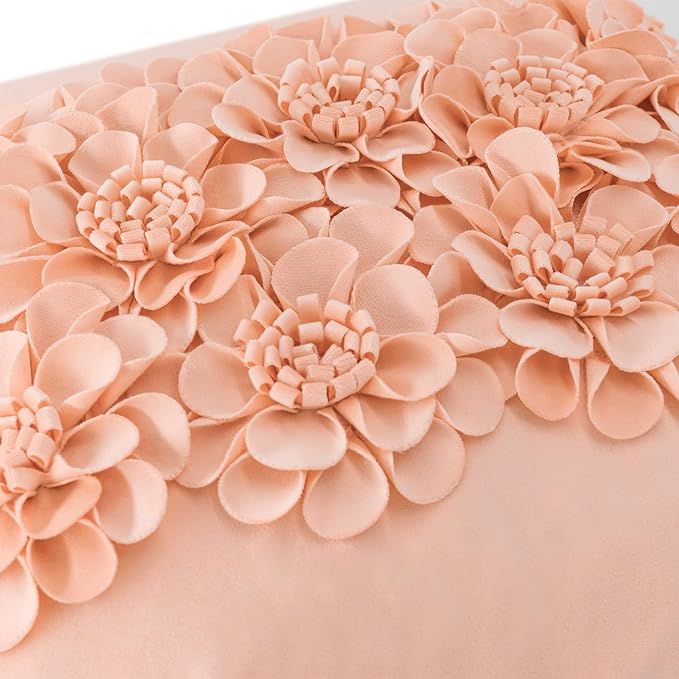 JWH Handmade 3D Flower Throw Pillow Covers Decorative Floral Accent Cushion Cover Velvet Pillowcase for Car Bed Couch Bedroom Decor 18x18 Inch Blush Pink