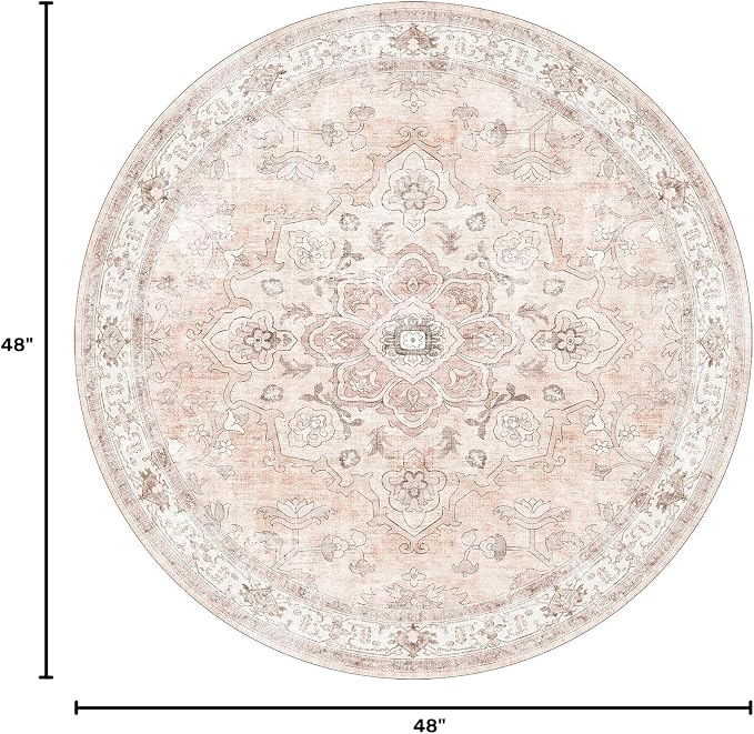 CAPALOCA Machine Washable Rugs Nursery Rug 4ft Cute Girl Non Slip Low Pile Water Repellent Soft Print Pattern for Bedroom Indoor Decor Kids Playroom Pink
