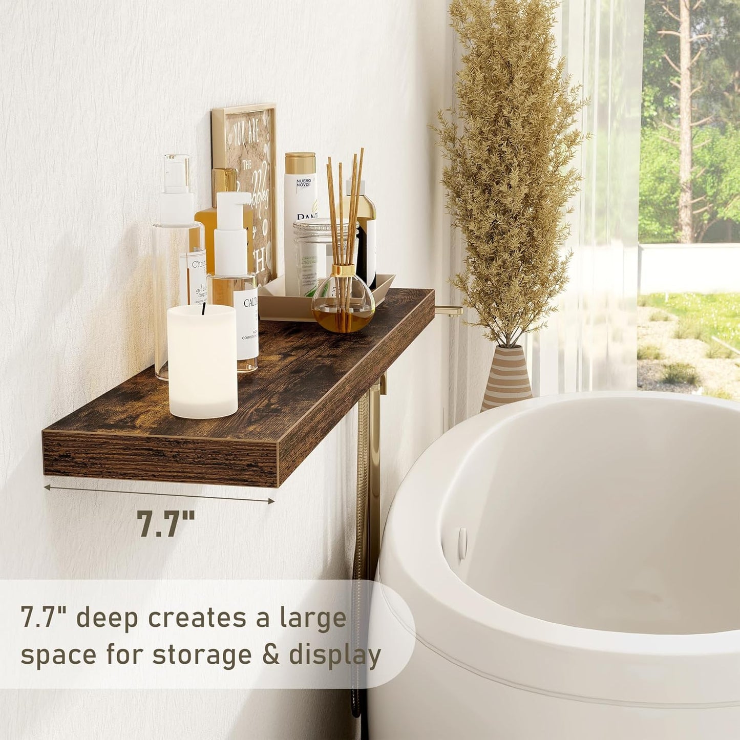 Fun Memories 36 x 8 Inch Floating Shelves for Wall, Farmhouse Bathroom Shelves Set of 2, Wood Wall Shelves 36 Inch Long, 36 x 8 x 1.4 Inch, Rustic Brown