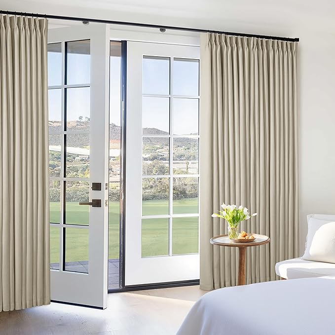 Pinch Pleated Blackout Curtains 60 Inches Wide 96 Inches Long for Bedroom Living Room Darkening Linen Blend Large Window Curtains Thermal Soundproof Neutral Drapes Taupe Burlywood Birch 60x96 1 Panel
