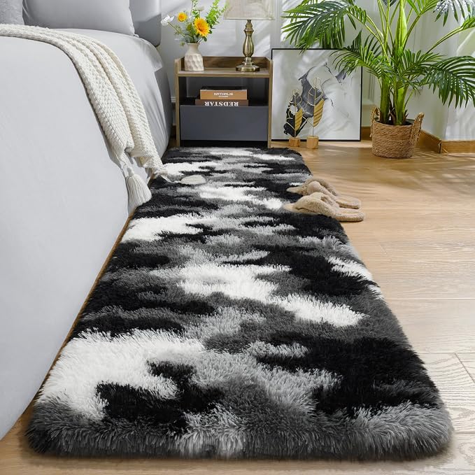 AROGAN Washable 2x6 Runner Rug for Hallway, Long Runner Rugs wtih Soft Memory Foam for Bedroom, Non Slip Backing Carpet, Bedside, Entryway Home, Camouflage Black and White