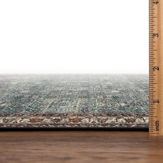 Keen Home Design 10x14 Rug - Machine Washable Area Rug with Non-Slip Backing, Ideal for Living Room, Dining Room, Bedroom - Vintage, Easy Clean, Durable, Low Pile Rug - (9'7" x 14')