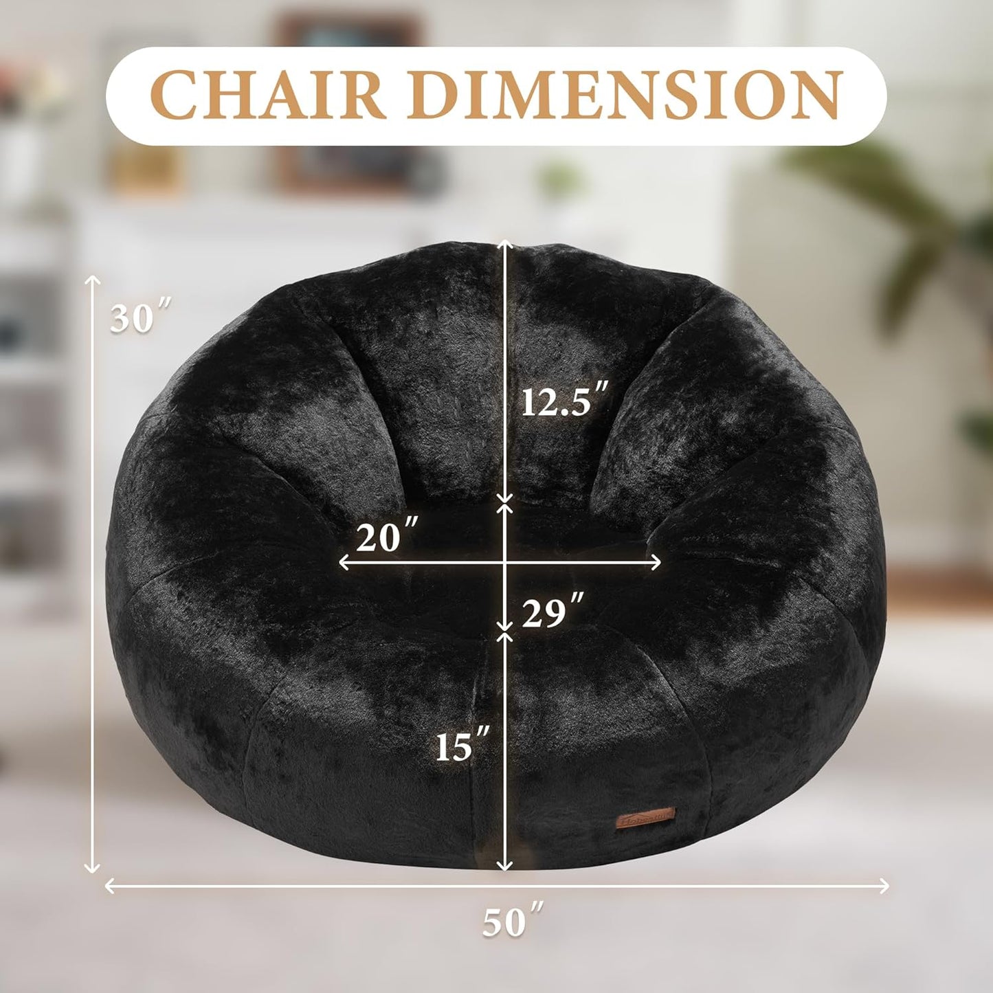 Hobestluk Bean Bag Chairs Large Bean Bag Couch for Adults Stuffed Sofa Chair Comfy Giant Bean Bag Chair with Spacious Design for Reading, Playing or Relaxing (Black)