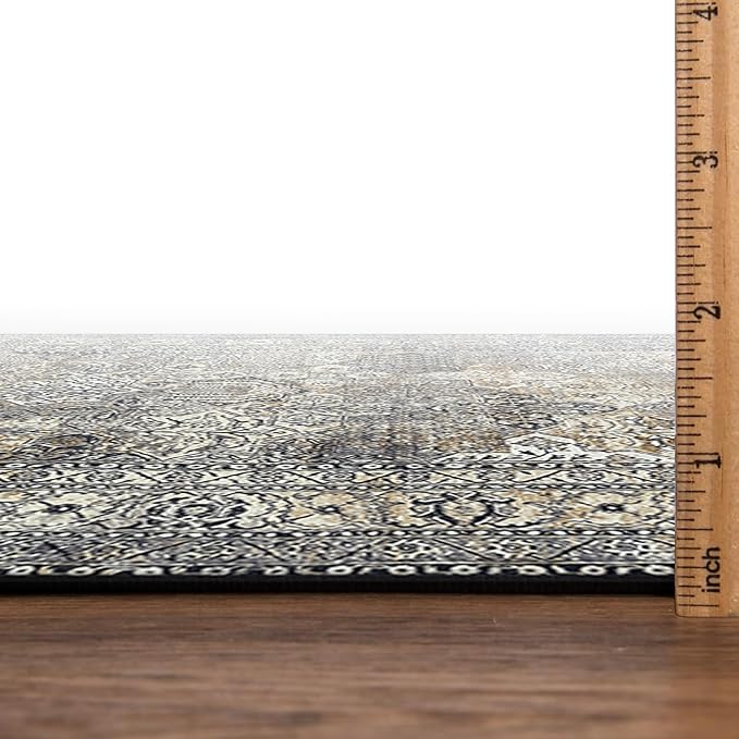 Keen Home Design 6x9 Rug - Machine Washable Area Rug with Non-Slip Backing, Ideal for Living Room, Dining Room, Bedroom - Vintage, Easy Clean, Durable, Low Pile Rug - (6' x 9')