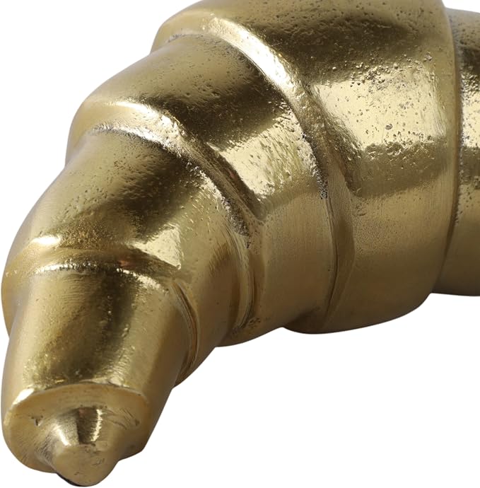 Metal Croissant Sculpture for Home and Living Room Decor - Accent Display for Bathroom, Office Desk, Mantel, and Shelf Decor - Ornament Piece for Coffee Table Decor and Tabletop - 3", Gold
