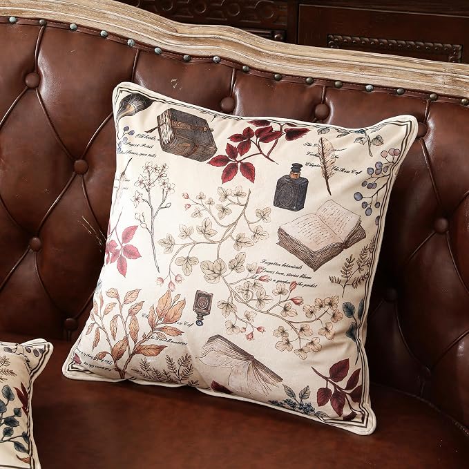 ISAENNE Designer Vintage Velvet Throw Pillow Cover,22"x22"-Xipeia | Pillow Cover,Concealed Zipper Design,Dragonfly Pattern,Sofas,Bedroom,Living Room,Lounge Chairs,All Season Home Decor