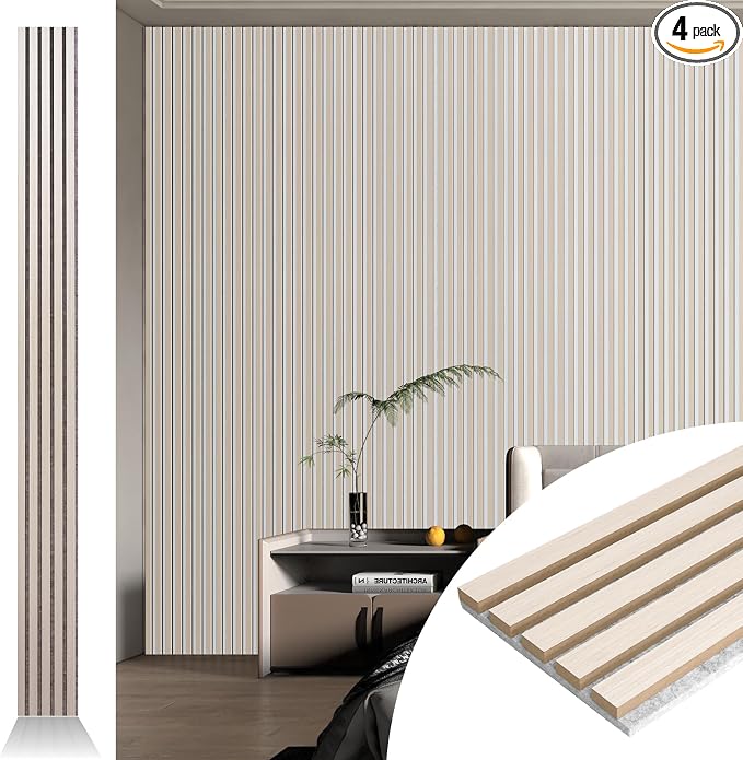 Art3d 4pcs - 107＊8in. (Pack of 4) Wall Panel Acoustic, White
