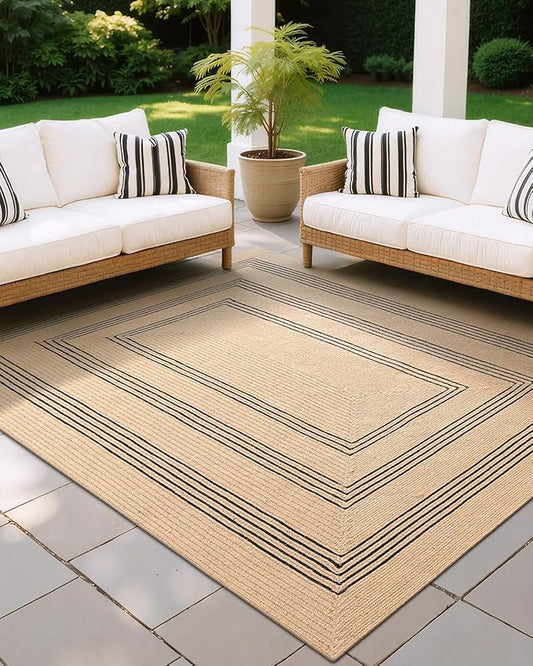 LUMI 6x9 Jute Area Rug for Living Room, Natural Braided Woven Rugs Non Slip, Neutral Carpets No Shedding, Durable for High Traffic, Dining Room, Indoor, Outdoor, Patio
