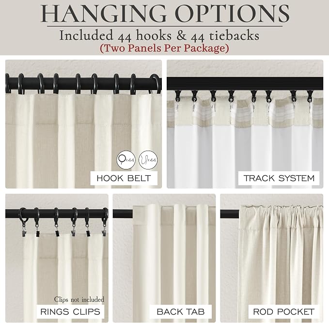Cute Blackout Curtains 60 Inches Extra Wide Linen 102 Inch Length for Living Room/Sliding Glass Door,Pleated Heavy Duty Thermal Drapes for Winter Thick Large Window(60"Wx102"L 2 Panels Warm Cream)