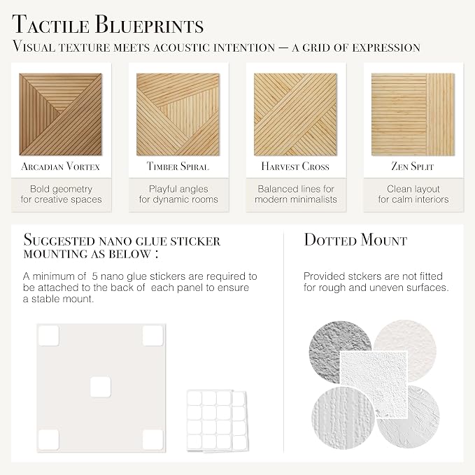 Soon Global Acoustical Wall Panels, 6-Piece 23.62 X 23.62 Inches Art Acoustic Panels, Decorative Acoustic Panels, Acoustic Wall Panels, Sound Absorbing Wall Art, Zen Split