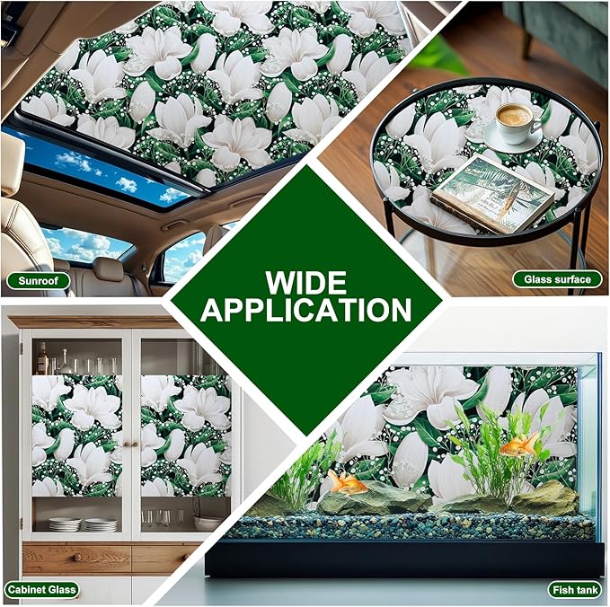 SOMWISE Frosted Glass Window Privacy Film with Tools, Heat Blocking, Anti-UV, Anti-Glare, Static Cling, Decor for Home Bathroom Door, Renter Friendly, Removable, Reusable, Green 45Inchx78.5Inch