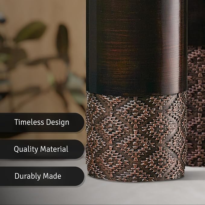 Creative Scents Dublin Brown Vases - Set of 3 Vases - Table Centerpieces for Dining Room, Kitchen Décor, Home Decor for Your Living Room, Dining Room, Bedroom, Office, Entry Table or Shelf Decor
