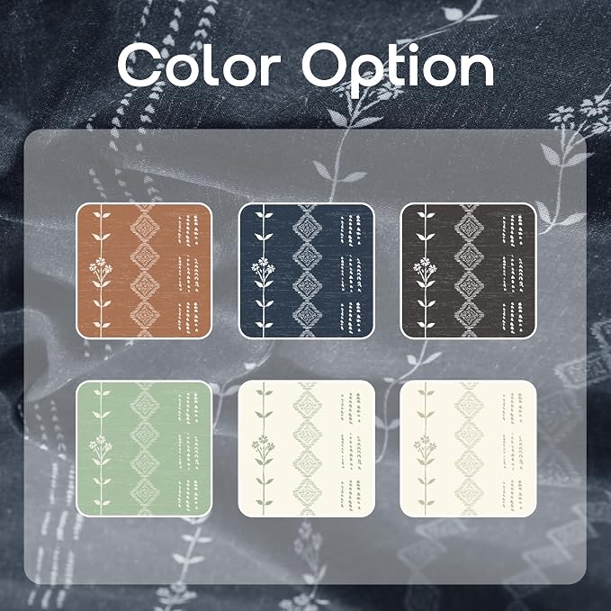 Navy Blue and White Patterned Curtains,Floral Boho Striped Print Farmhouse Winter Pattern Curtains for Living Room Bedroom 84 Inch Length