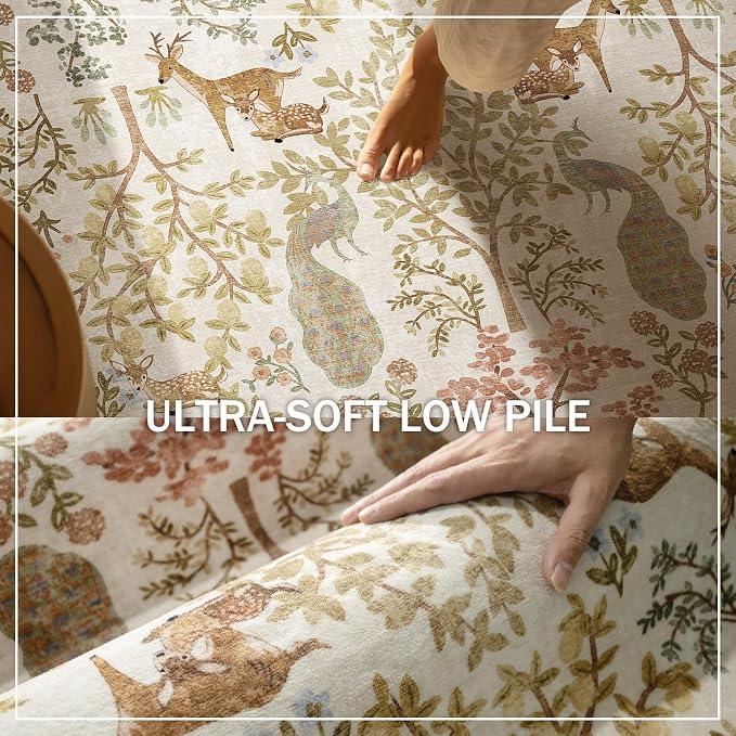 Machine Washable Rugs for Living Room: 6x9 Bedroom Rug Stain Resistant Non Slip Low Pile Lightweight Soft Carpets for Living Room Dining Room Kitchen Nursery Kids Room PlayroomFarmhouse