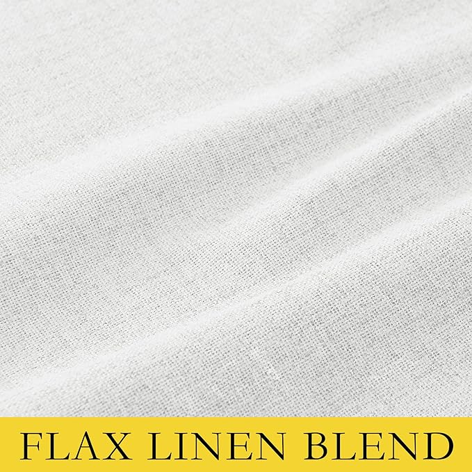 NICETOWN 100% Absolutely Blackout Linen Curtains with Thermal Insulated Liner, Greyish White, 42" Wide, 54" Length Energy Saving Curtains for Dining Room 2 Panels Set, Vertical Blinds
