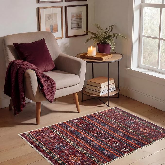 Keen Home Design 2x3 Rug - Machine Washable Entry Rug with Non-Slip Backing, Ideal for Enteryway, Kitchen, Bathroom, Laundry Room - Vintage, Easy Clean, Durable, Low Pile Rug - (2' x 3')