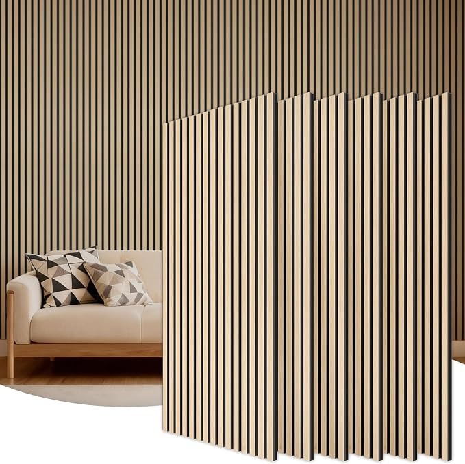 TONOR Wood Wall Panels for Interior Wall Decor, 6 Pack 47.2" x 23.6"(46.41ft²) Wood Slat Aacoustic Panels, Soundproof Wall Panels for Noise Cancelling and Decoration, Living Room, Office, Burly Wood
